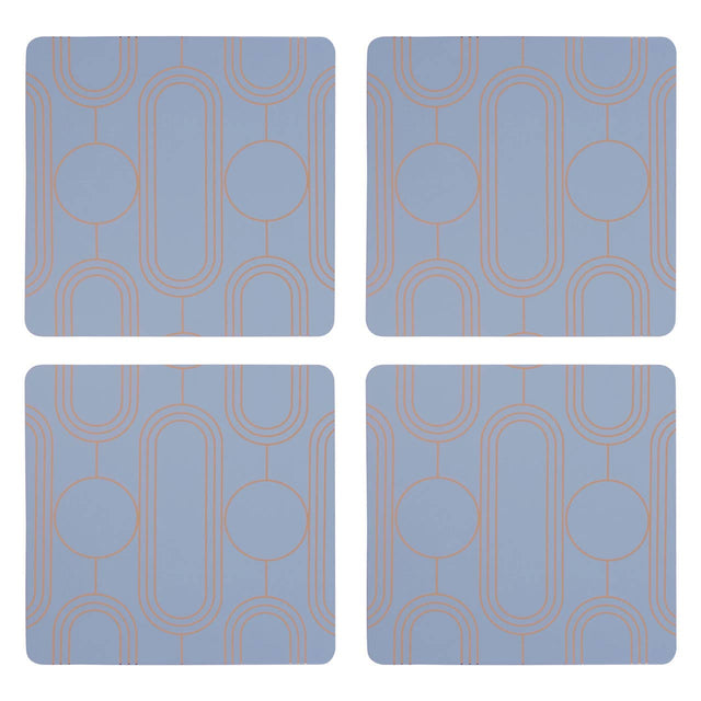 4Pc Frosted Deco Blue Coasters