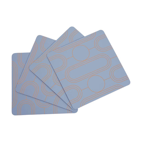 4Pc Frosted Deco Blue Coasters