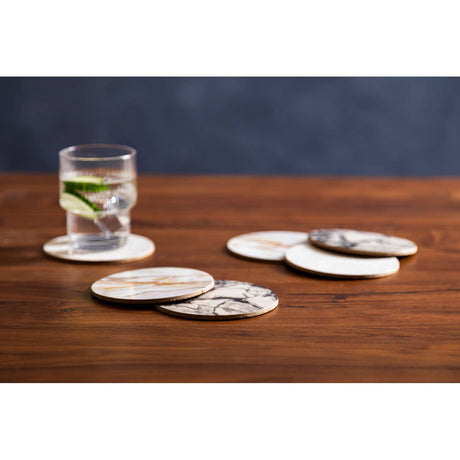 Dia 6Pc Marble Effect Assorted Cork Coasters