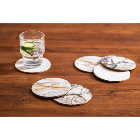 Dia 6Pc Marble Effect Assorted Cork Coasters