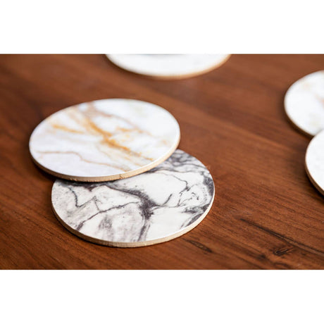 Dia 6Pc Marble Effect Assorted Cork Coasters