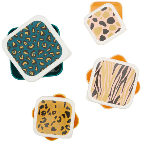 Mimo Set Of 4 Animal Print Lunch Boxes