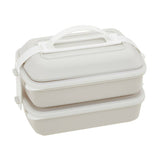 Grub Tub Warm Grey And White Lunch Box With Cutlery