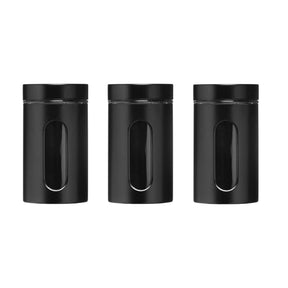 Black Enamel On Steel Storage Jars - Set Of 3