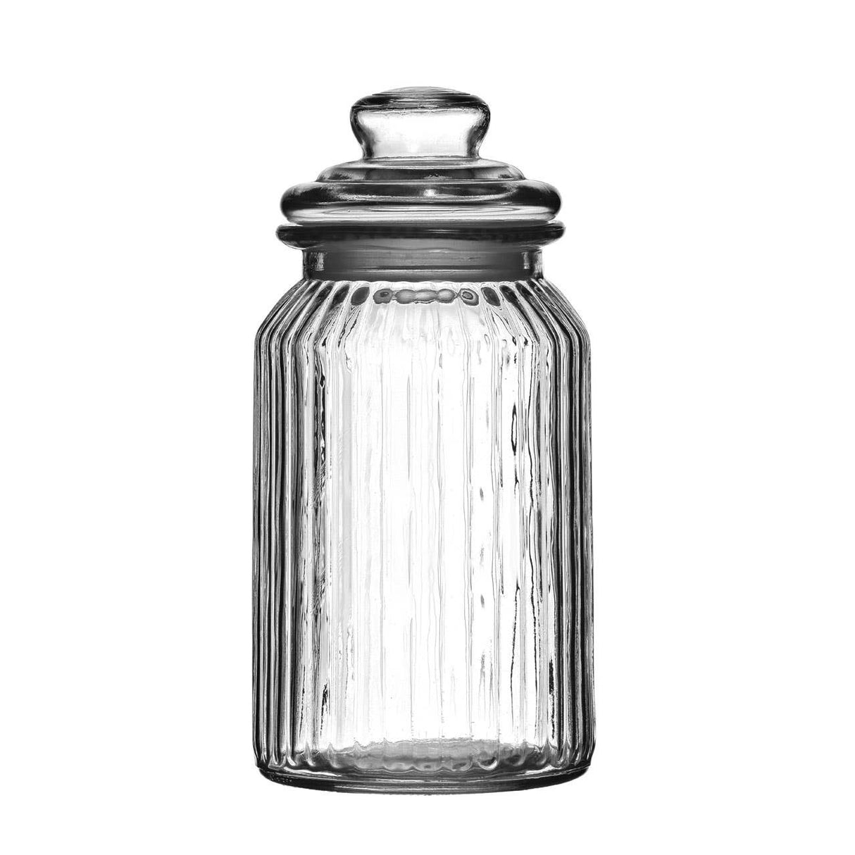 Ribbed Glass Storage Jar -1300Ml