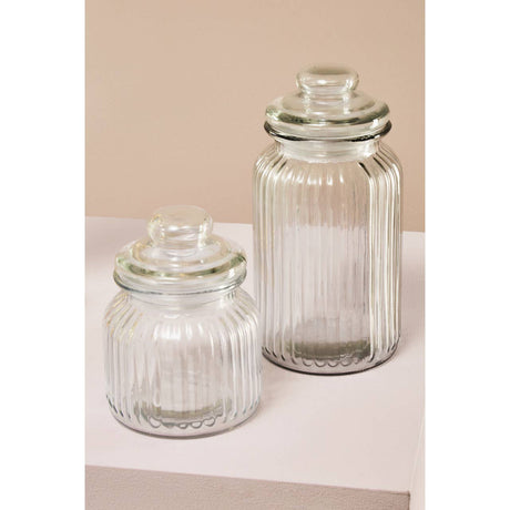 Ribbed Glass Storage Jar -1300Ml