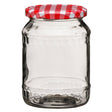 Clear Glass Jar With Red Gingham Lid - 630Ml