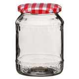 Clear Glass Jar With Red Gingham Lid - 630Ml