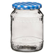Clear Glass Jar With Blue Gingham Lid - 630Ml