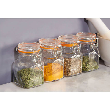 Clip Top Lid Glass Jars - Set Of 4