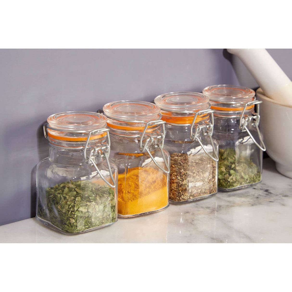 Clip Top Lid Glass Jars - Set Of 4