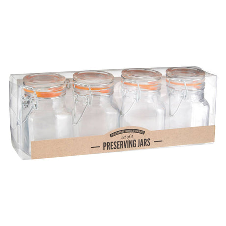 Clip Top Lid Glass Jars - Set Of 4