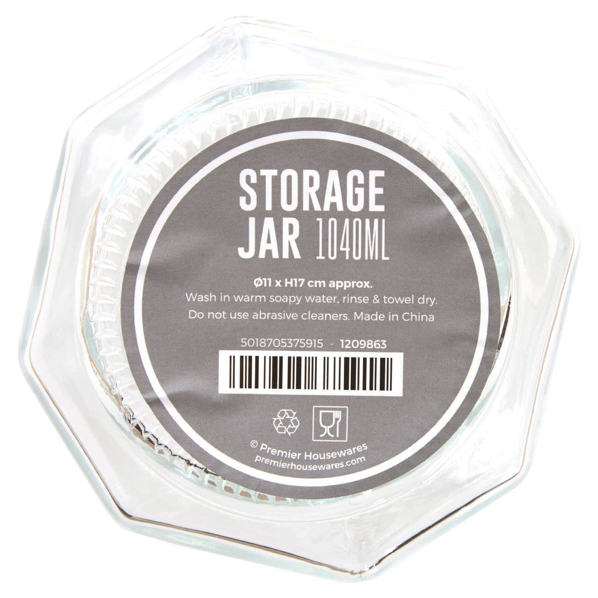 Hexagonal Glass Storage Jar - 1050Ml