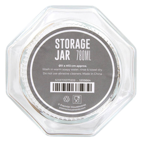 Hexagonal Glass Storage Jar - 780Ml