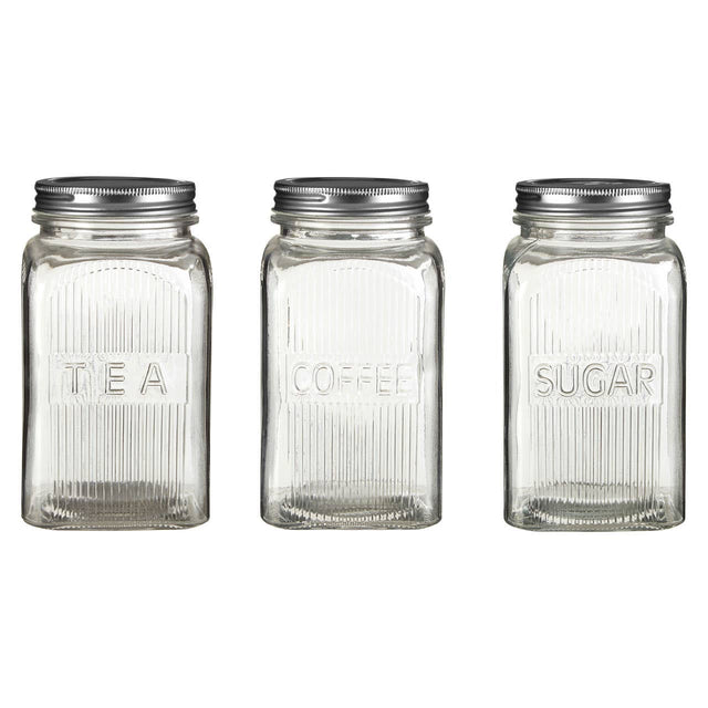 Embossed Glass Jars With Silver Finish Lids