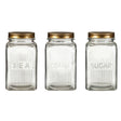 Embossed Glass Jars With Gold Finish Lids