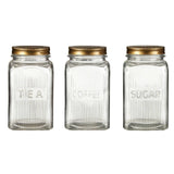 Embossed Glass Jars With Gold Finish Lids