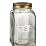 Embossed Glass Jars With Gold Finish Lids