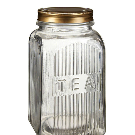 Embossed Glass Jars With Gold Finish Lids