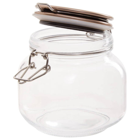 Square Glass Jar With Champagne Lid - 800Ml