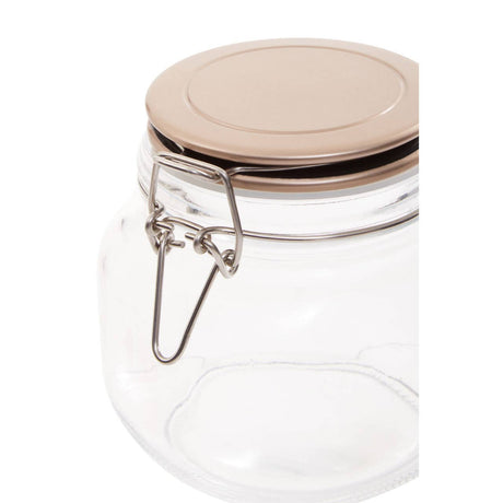 Square Glass Jar With Champagne Lid - 800Ml