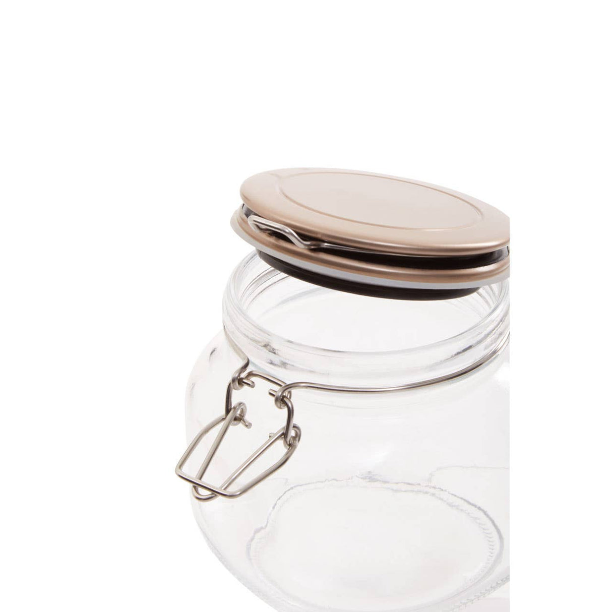 Square Glass Jar With Champagne Lid - 800Ml