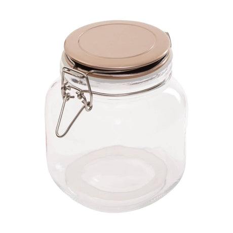 Square Glass Jar With Champagne Lid - 1050Ml