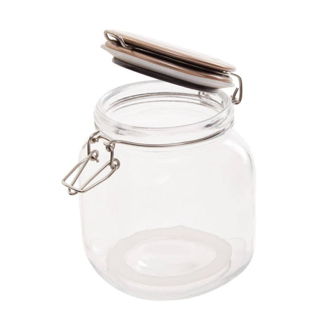 Square Glass Jar With Champagne Lid - 1050Ml