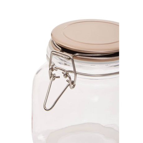 Square Glass Jar With Champagne Lid - 1050Ml