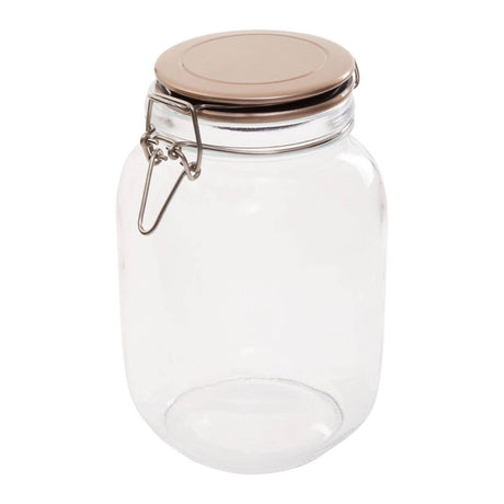 Square Glass Jar With Champagne Lid - 1550Ml
