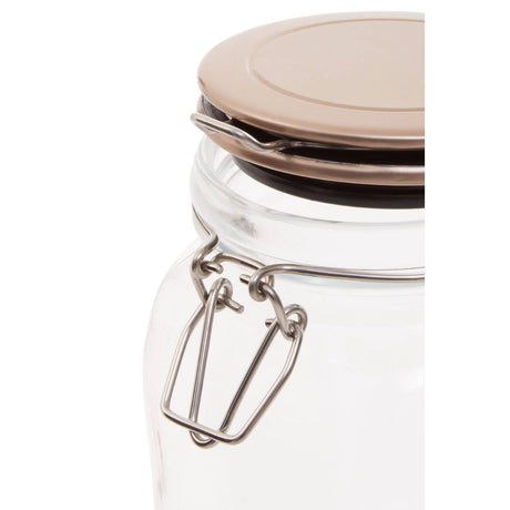 Square Glass Jar With Champagne Lid - 1550Ml