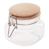 Square Glass Jar With Wooden Lid - 500Ml