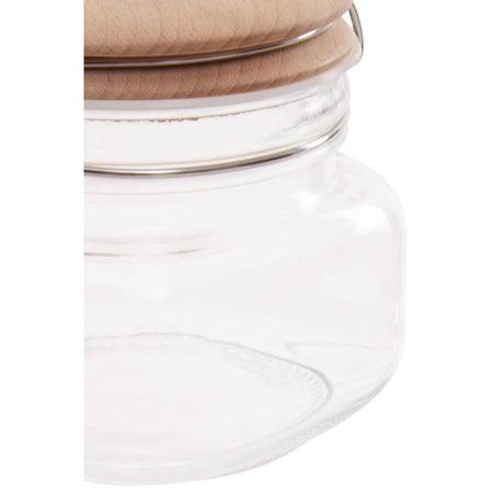 Square Glass Jar With Wooden Lid - 500Ml