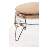 Square Glass Jar With Wooden Lid - 800Ml