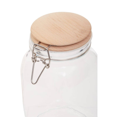 Square Glass Jar With Wooden Lid - 1550Ml