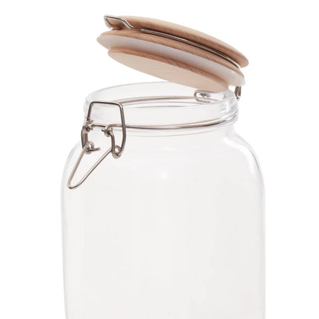Square Glass Jar With Wooden Lid - 1550Ml