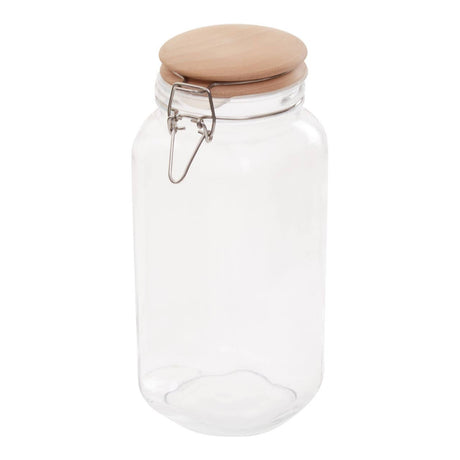 Square Glass Jar With Wooden Lid - 2150Ml