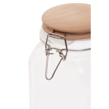 Square Glass Jar With Wooden Lid - 2150Ml