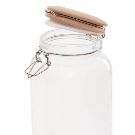 Square Glass Jar With Wooden Lid - 2150Ml