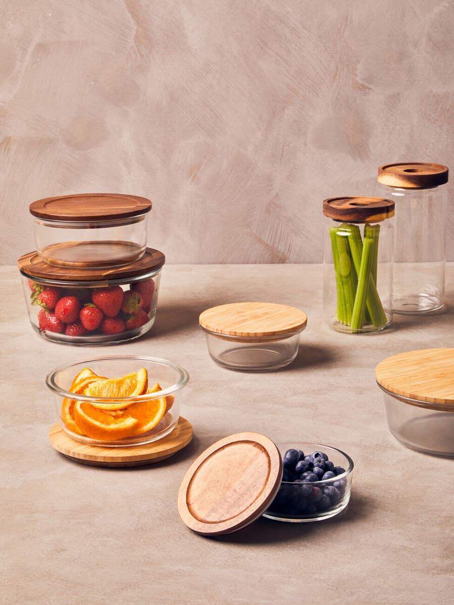 Freska 950ml Glass Container With Bamboo Lid