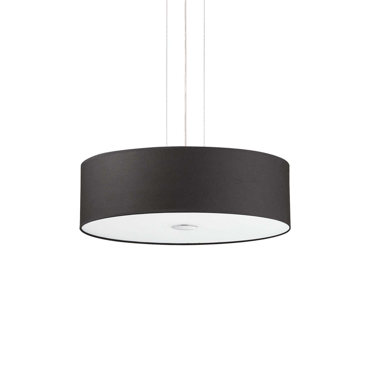 Contemporary Black Drum Pendant Light with Quad Bulb Fixture