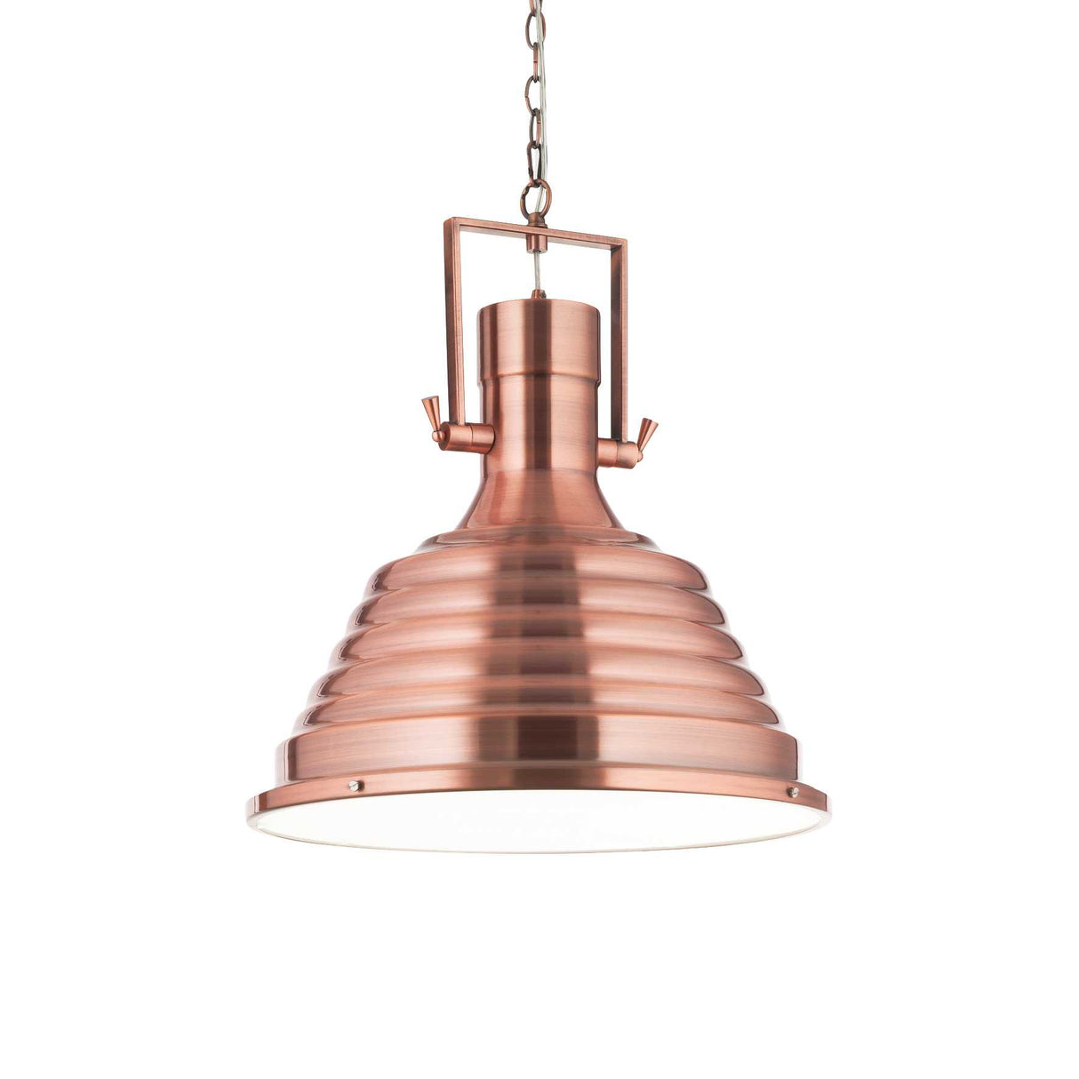 Industrial Copper Nautical Dome Pendant Light - 48cm