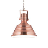 Industrial Copper Nautical Dome Pendant Light - 48cm