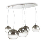 Modern Chrome Finish 5-Bulb Pendant Light with Adjustable Height