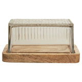 Garner Glass Butter Dish with Mango Wood Base