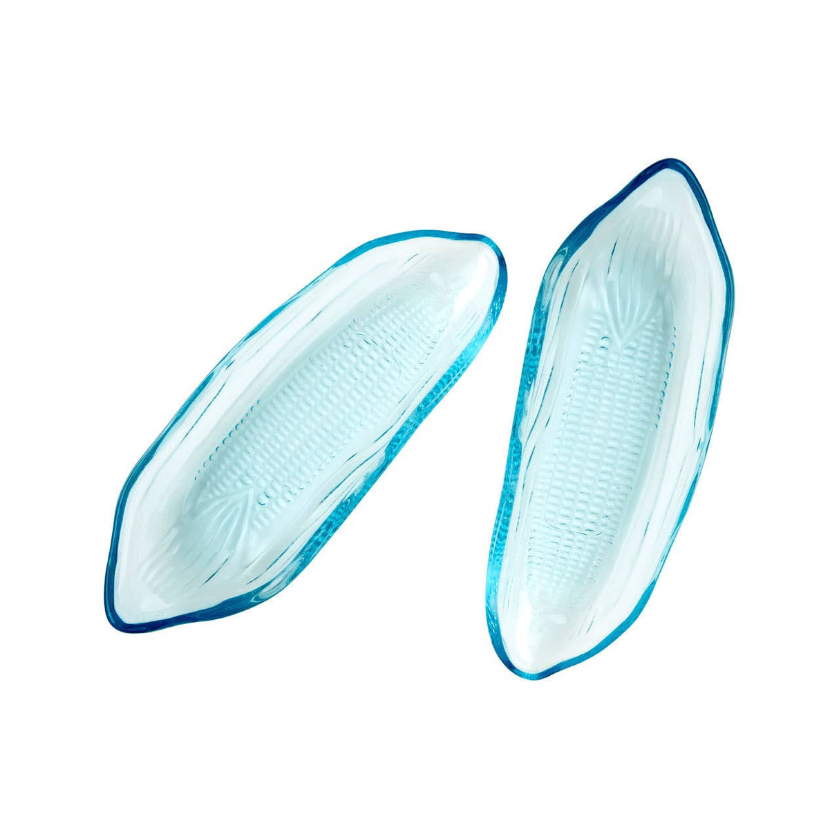 Corn On The Cob Blue Glass Dishes - Set Of 2