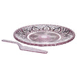 Pink Glass Cake Plate And Slice