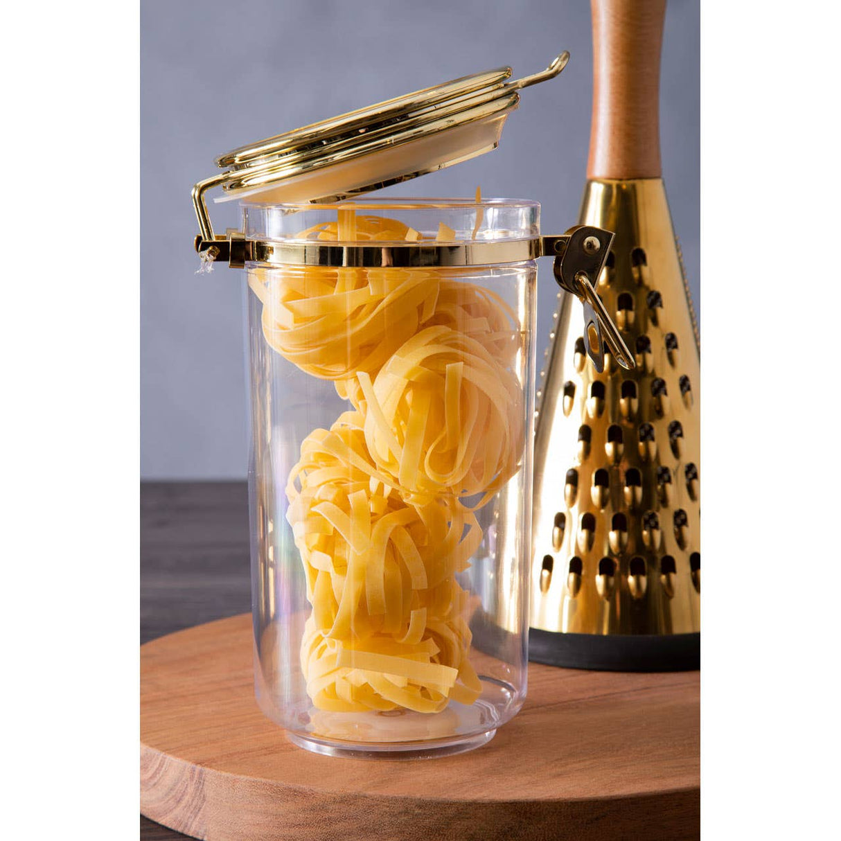 Gozo Large Canister With Gold Finish Lid