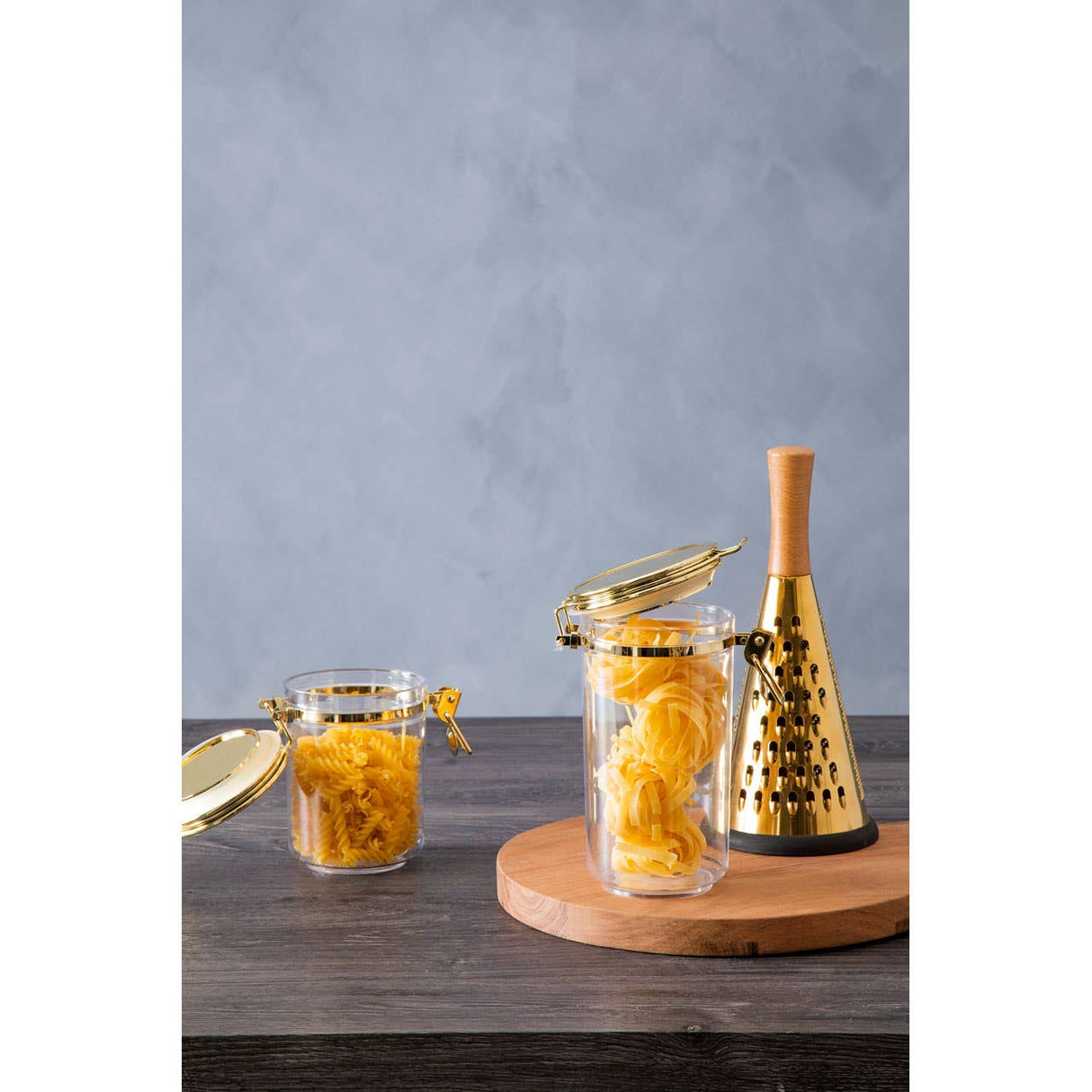 Gozo Medium Round Canister With Gold Clip