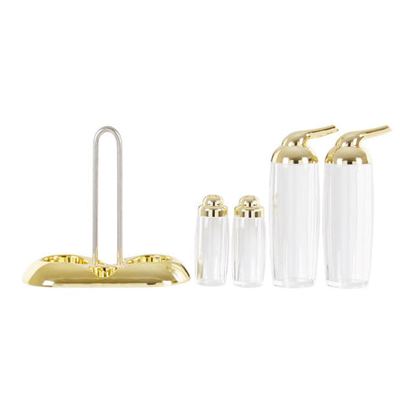 Gozo Transparent And Gold 4Pc Condiments Set